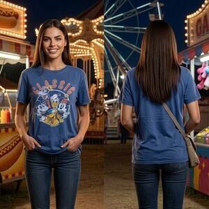 Mickey Mouse Friends Graphic T-Shirt Womens Medium 34 Goofy Donald Minnie